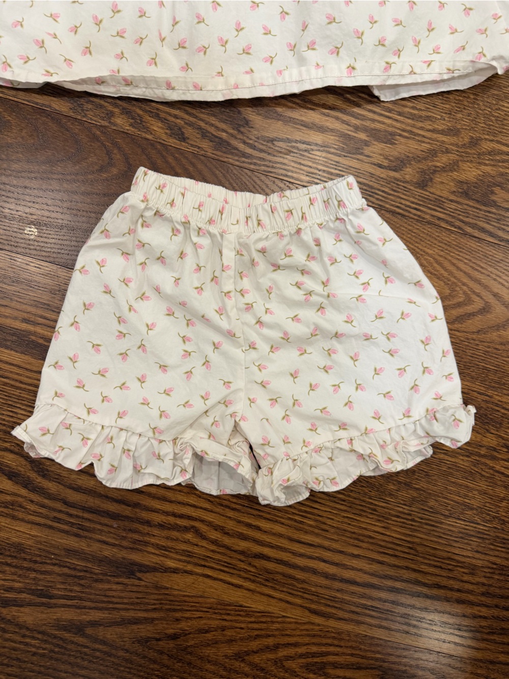 Girls Cream Floral Matching Set with Peter Pan Collar - Picture 5 of 6